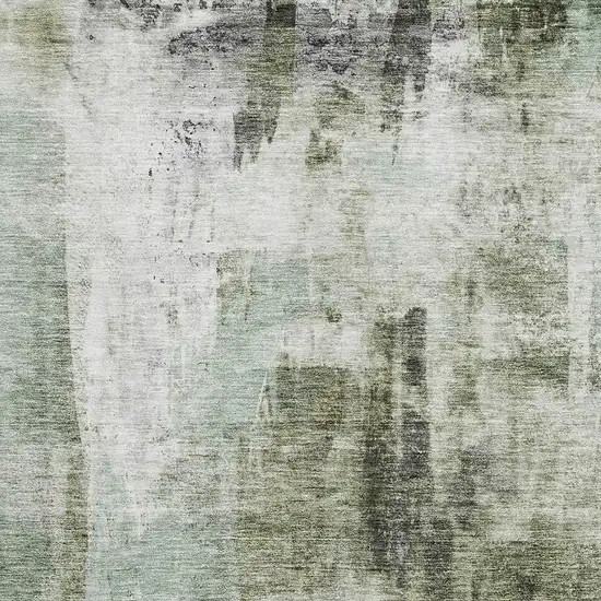 Mint Green Ivory And Gray Abstract Washable Area Rug With UV Protection Photo 2