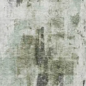 Photo of Mint Green Ivory And Gray Abstract Washable Area Rug With UV Protection