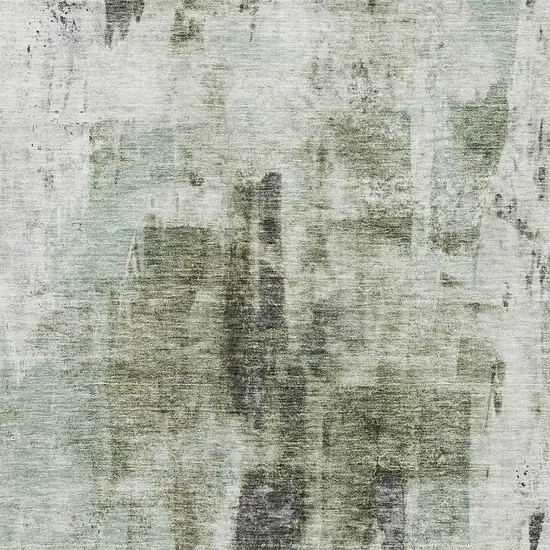 Mint Green Ivory And Gray Abstract Washable Area Rug With UV Protection Photo 2