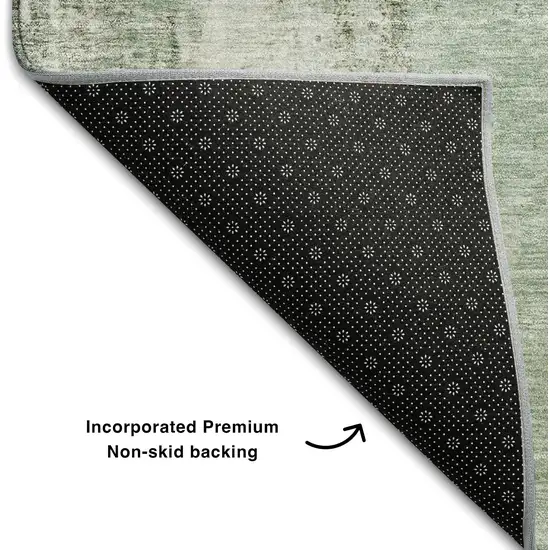 Mint Green Ivory And Gray Abstract Washable Area Rug With UV Protection Photo 6