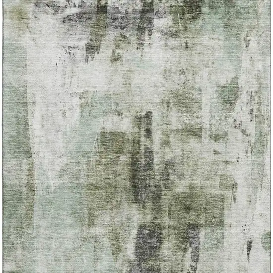 Mint Green Ivory And Gray Abstract Washable Area Rug With UV Protection Photo 2