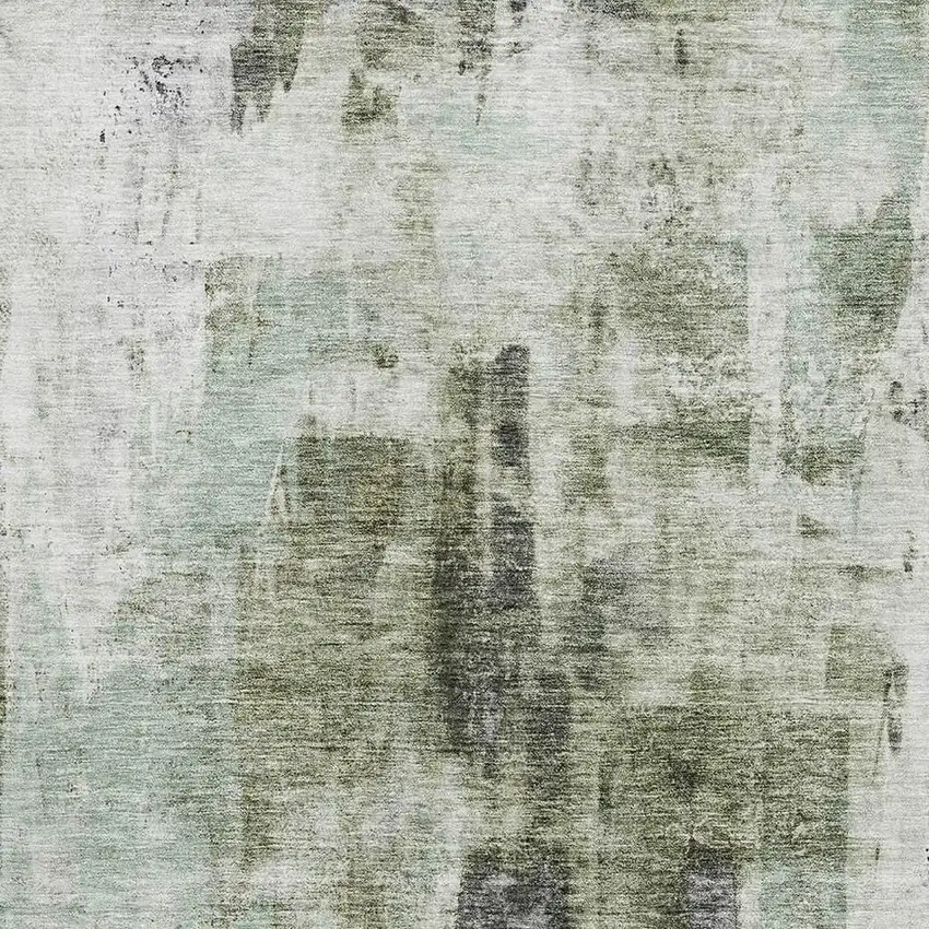 Mint Green Ivory And Gray Abstract Washable Area Rug With UV Protection Photo 2