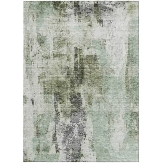 Mint Green Ivory And Gray Abstract Washable Indoor Outdoor Area Rug Photo 6