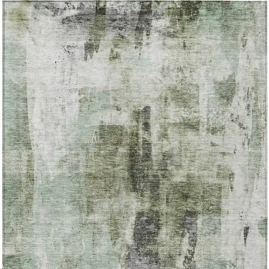 Mint Green Ivory And Gray Abstract Washable Indoor Outdoor Area Rug Photo 5