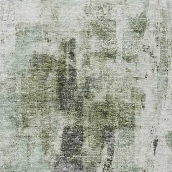 Mint Green Ivory And Gray Abstract Washable Indoor Outdoor Area Rug Photo 5