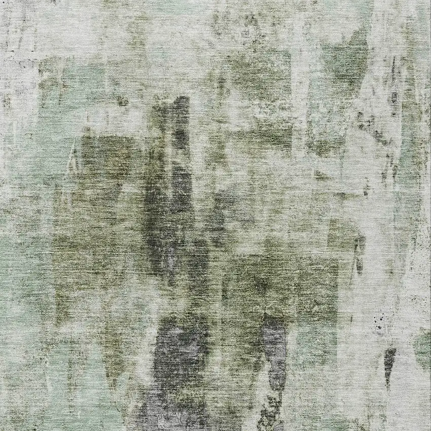 Mint Green Ivory And Gray Abstract Washable Indoor Outdoor Area Rug Photo 5