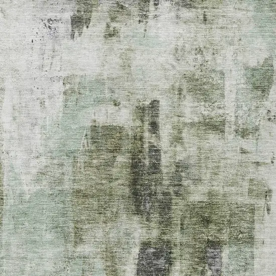 Mint Green Ivory And Gray Abstract Washable Indoor Outdoor Area Rug Photo 5