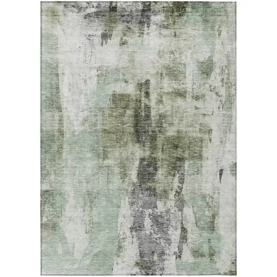 Mint Green Ivory And Gray Abstract Washable Indoor Outdoor Area Rug Photo 2
