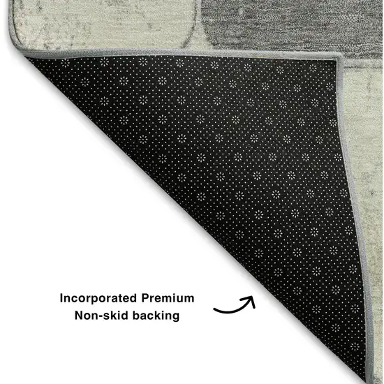 Mint Green Ivory And Gray Geometric Washable Area Rug With UV Protection Photo 7