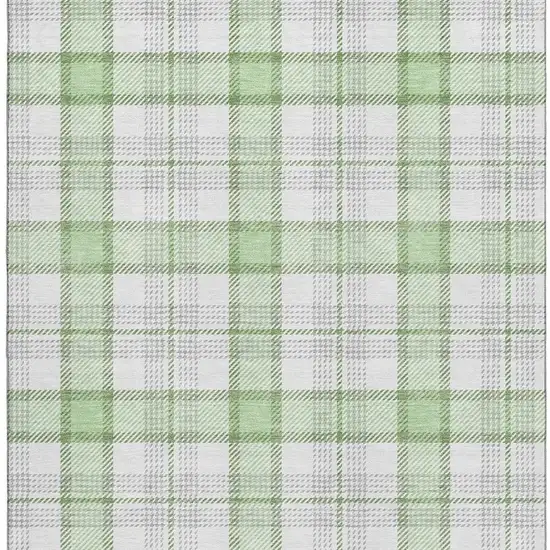Mint Green Ivory And Gray Plaid Washable Area Rug With UV Protection Photo 2