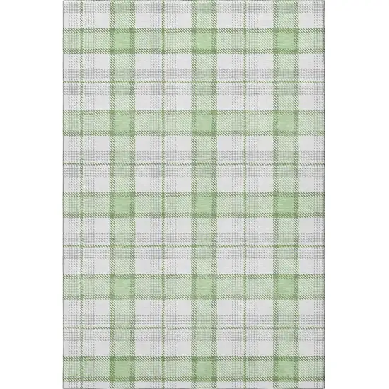 Mint Green Ivory And Gray Plaid Washable Area Rug With UV Protection Photo 3
