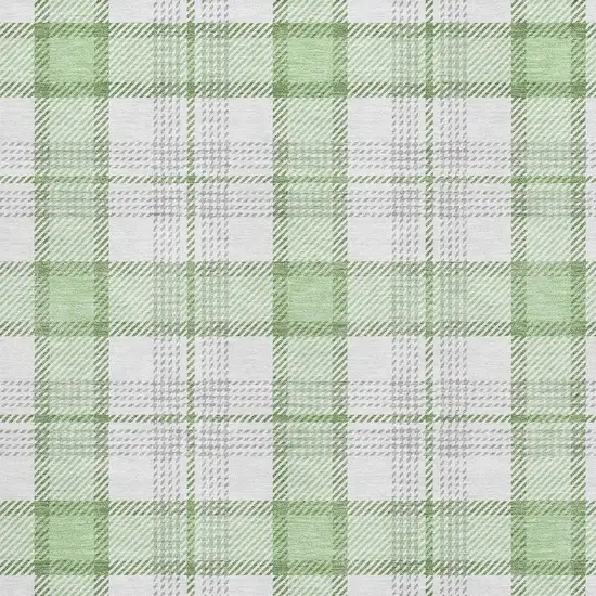 Mint Green Ivory And Gray Plaid Washable Area Rug With UV Protection Photo 2