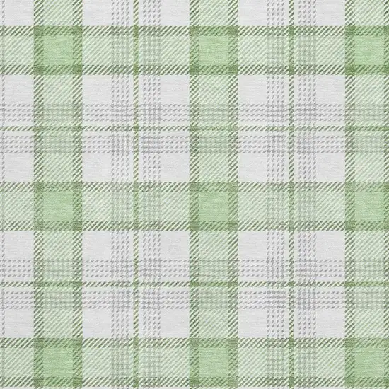 Mint Green Ivory And Gray Plaid Washable Area Rug With UV Protection Photo 2