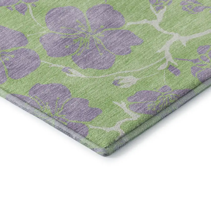 Mint Green Ivory And Lavender Floral Washable Area Rug With UV Protection Photo 7
