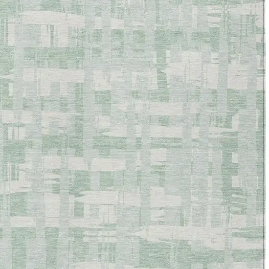Mint Green Ivory And Pale Aqua Striped Washable Indoor Outdoor Area Rug Photo 4
