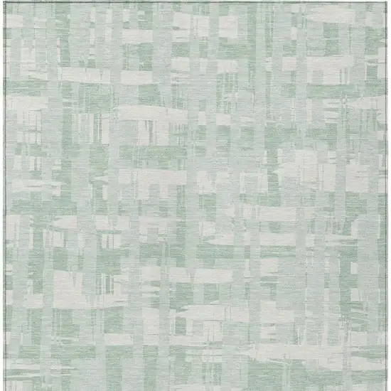 Mint Green Ivory And Pale Aqua Striped Washable Indoor Outdoor Area Rug Photo 4