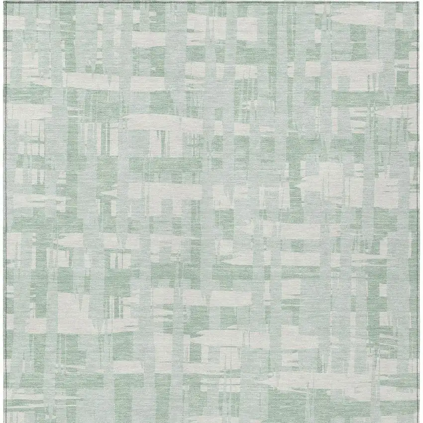 Mint Green Ivory And Pale Aqua Striped Washable Indoor Outdoor Area Rug Photo 4