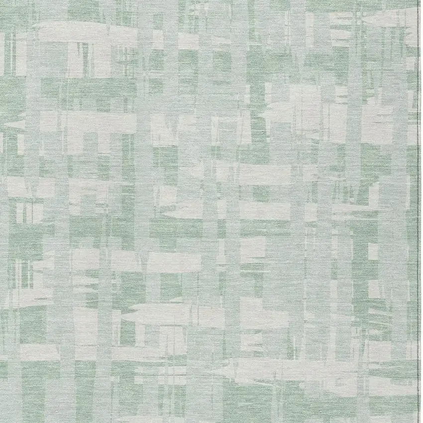 Mint Green Ivory And Pale Aqua Striped Washable Indoor Outdoor Area Rug Photo 3