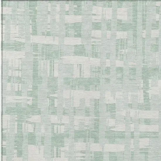 Mint Green Ivory And Pale Aqua Striped Washable Indoor Outdoor Area Rug Photo 3