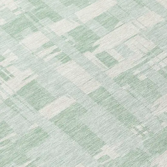 Mint Green Ivory And Pale Aqua Striped Washable Indoor Outdoor Area Rug Photo 9