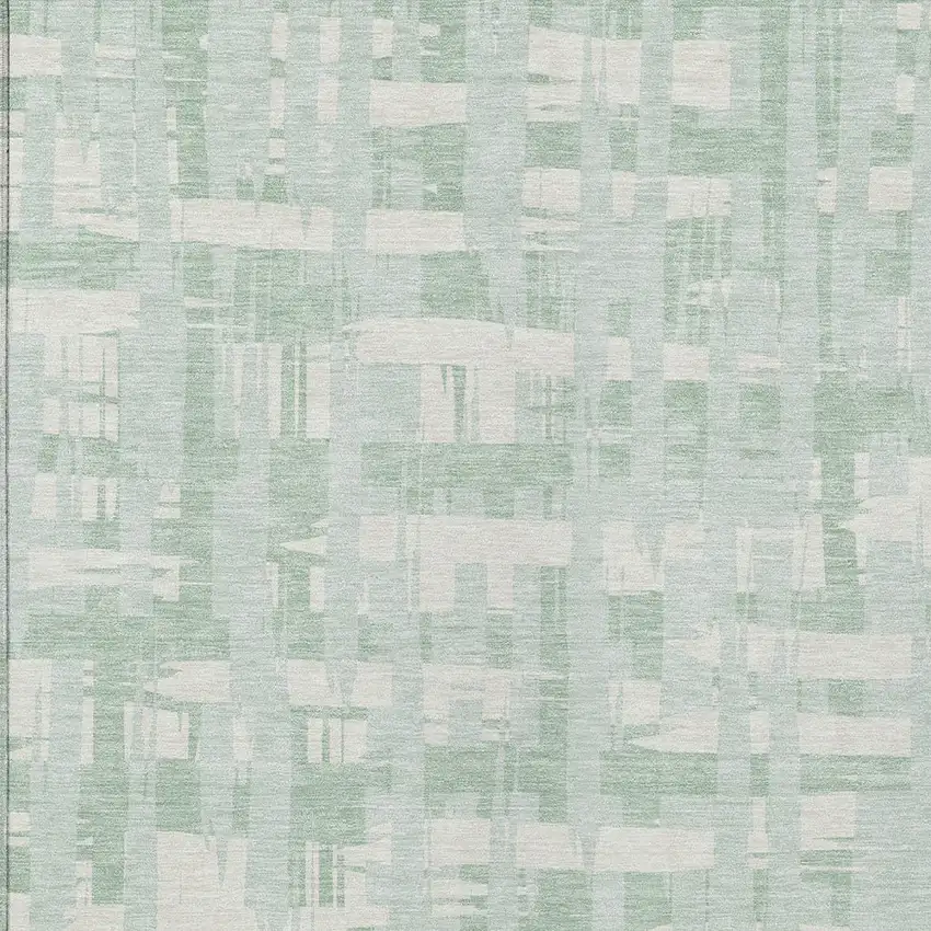 Mint Green Ivory And Pale Aqua Striped Washable Indoor Outdoor Area Rug Photo 6