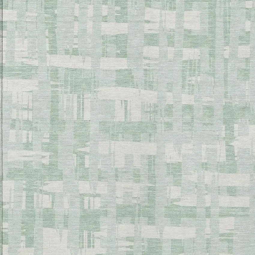 Mint Green Ivory And Pale Aqua Striped Washable Indoor Outdoor Area Rug Photo 3