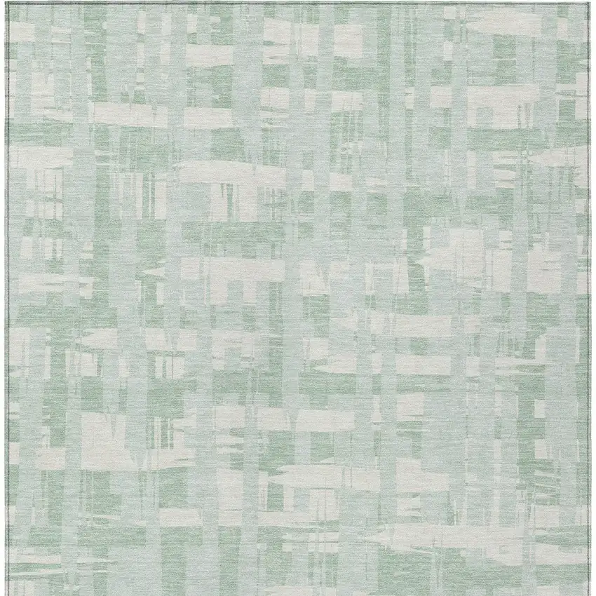Mint Green Ivory And Pale Aqua Striped Washable Indoor Outdoor Area Rug Photo 7