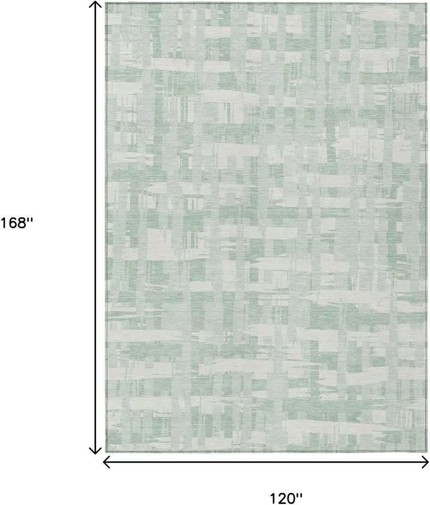 Mint Green Ivory And Pale Aqua Striped Washable Indoor Outdoor Area Rug Photo 9