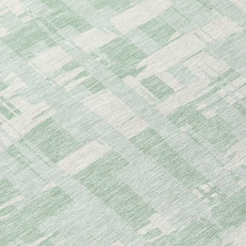 Mint Green Ivory And Pale Aqua Striped Washable Indoor Outdoor Area Rug Photo 8
