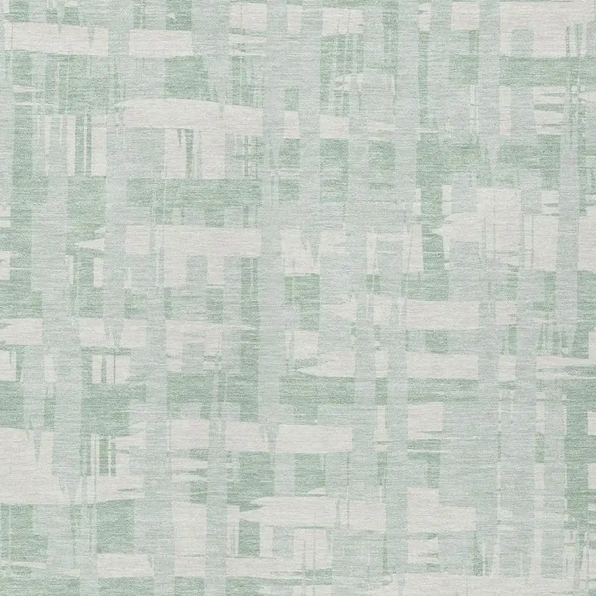 Mint Green Ivory And Pale Aqua Striped Washable Indoor Outdoor Area Rug Photo 4