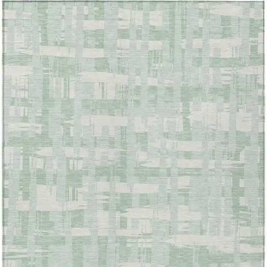 Mint Green Ivory And Pale Aqua Striped Washable Indoor Outdoor Area Rug Photo 6