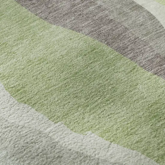 Mint Green Ivory And Silver Abstract Washable Area Rug With UV Protection Photo 1