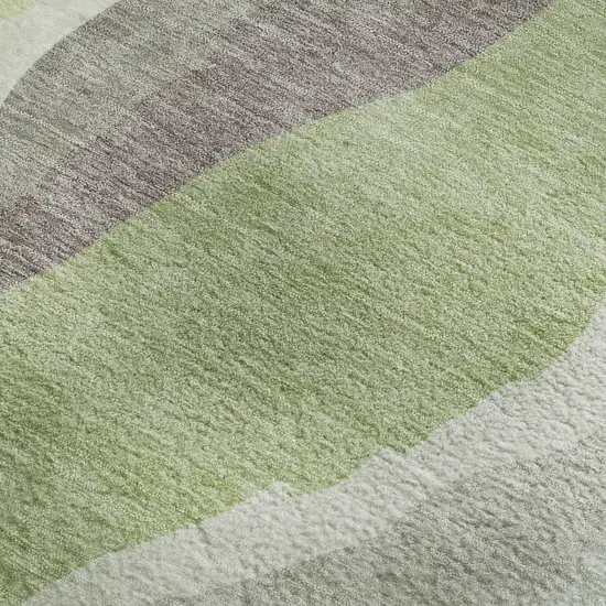 Mint Green Ivory And Silver Abstract Washable Area Rug With UV Protection Photo 2