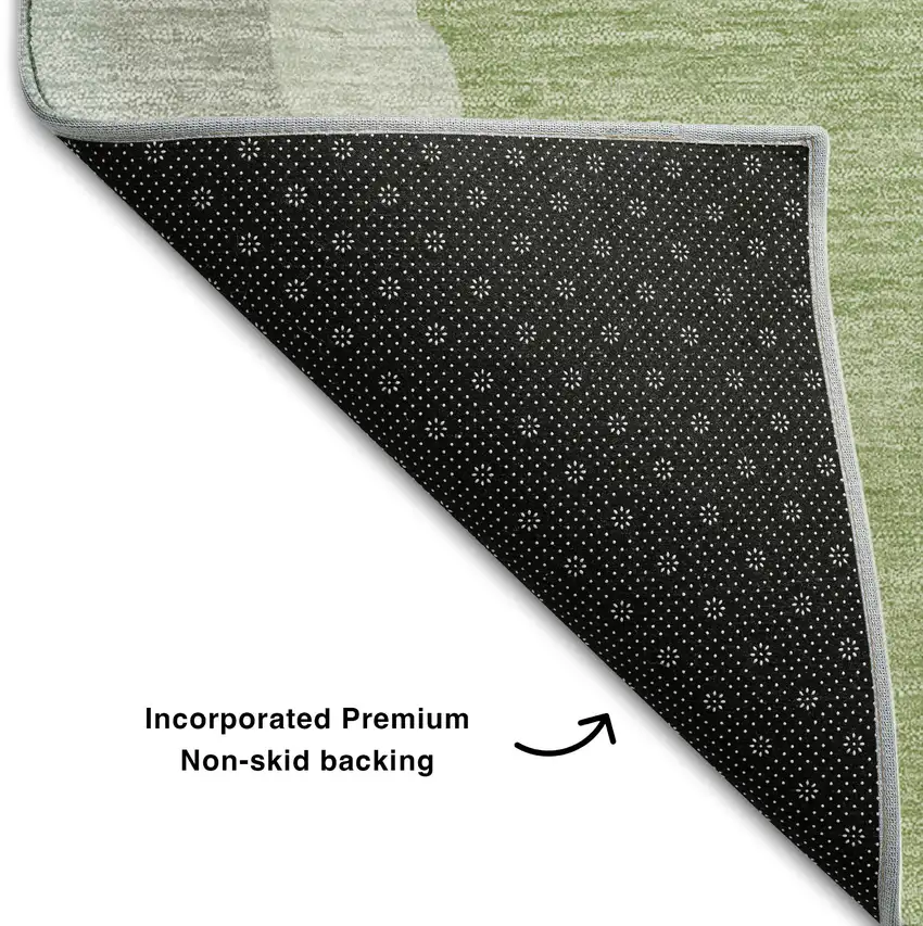 Mint Green Ivory And Silver Abstract Washable Area Rug With UV Protection Photo 5