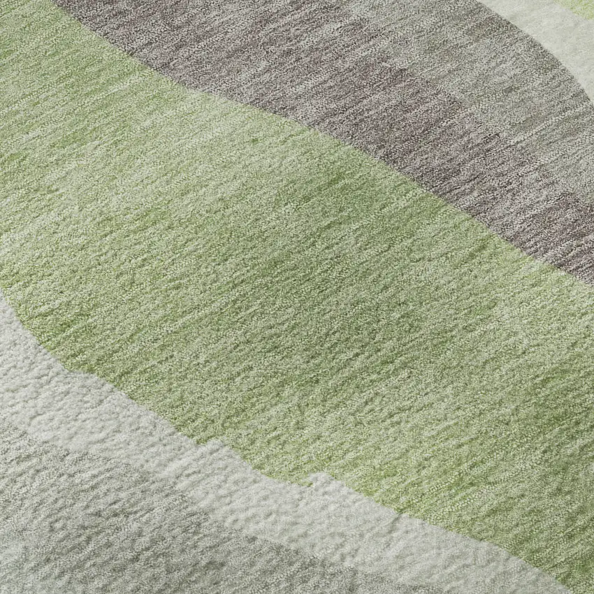 Mint Green Ivory And Silver Abstract Washable Area Rug With UV Protection Photo 1