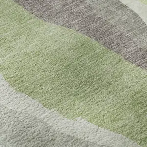 Photo of Mint Green Ivory And Silver Abstract Washable Area Rug With UV Protection