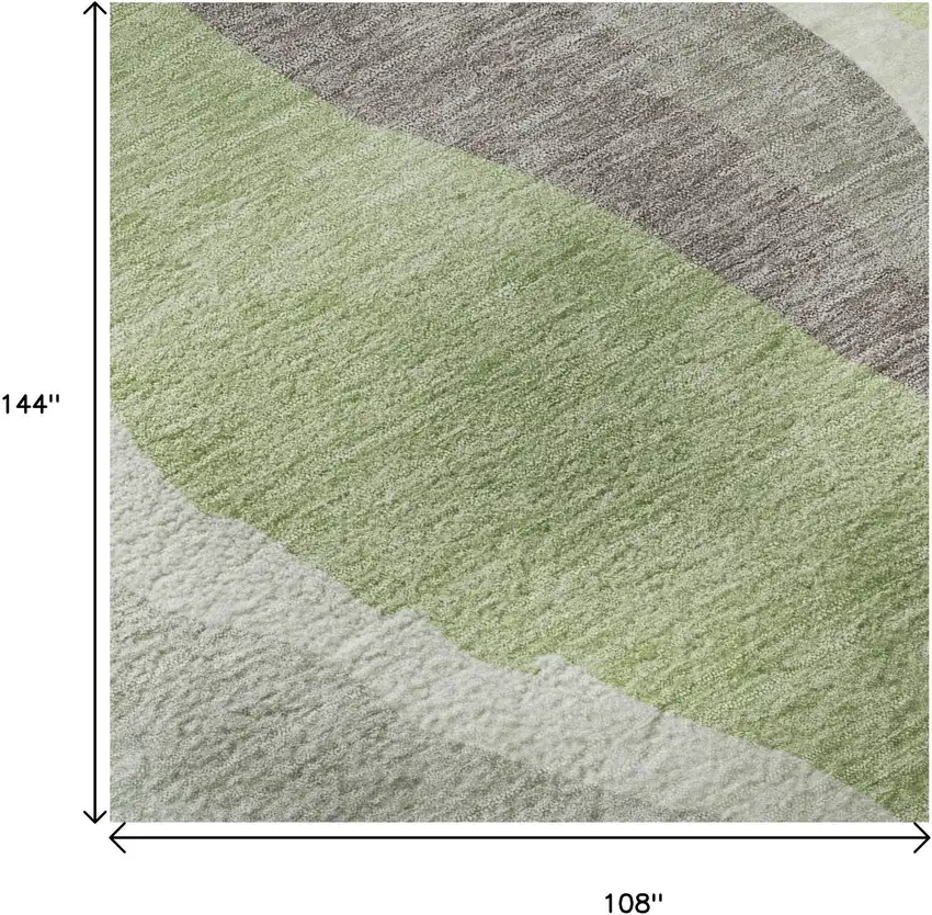 Mint Green Ivory And Silver Abstract Washable Area Rug With UV Protection Photo 9