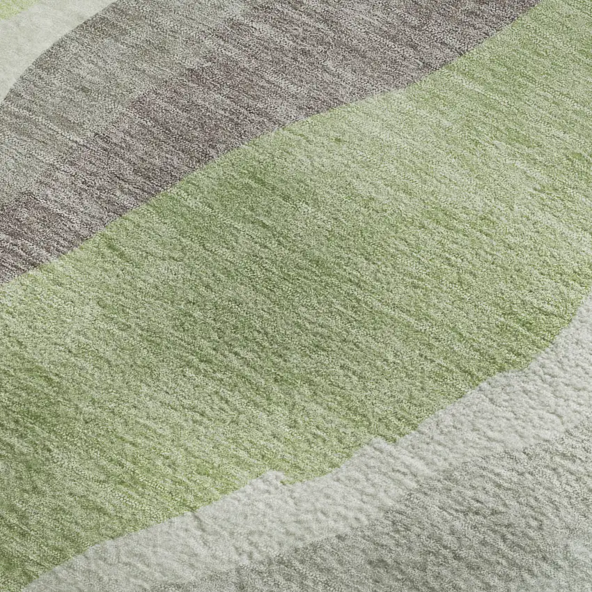 Mint Green Ivory And Silver Abstract Washable Area Rug With UV Protection Photo 2