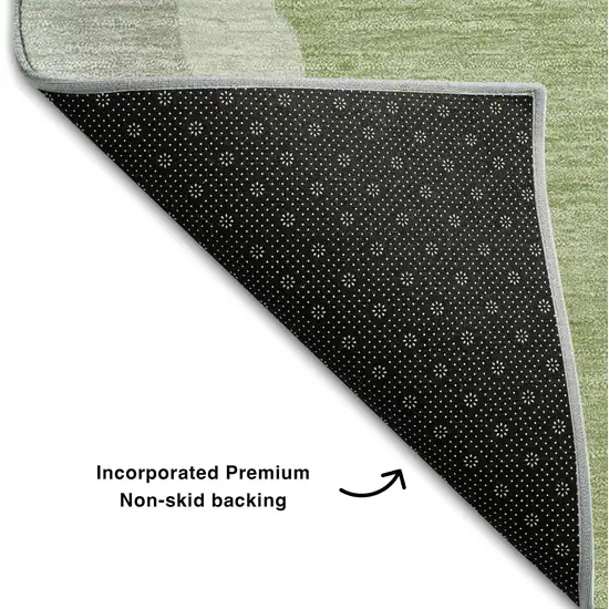 Mint Green Ivory And Silver Abstract Washable Area Rug With UV Protection Photo 6