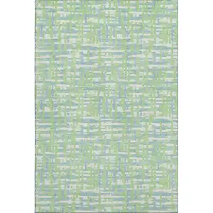 Photo of Mint Green Ivory And Sky Blue Abstract Geometric Washable Area Rug With UV Protection