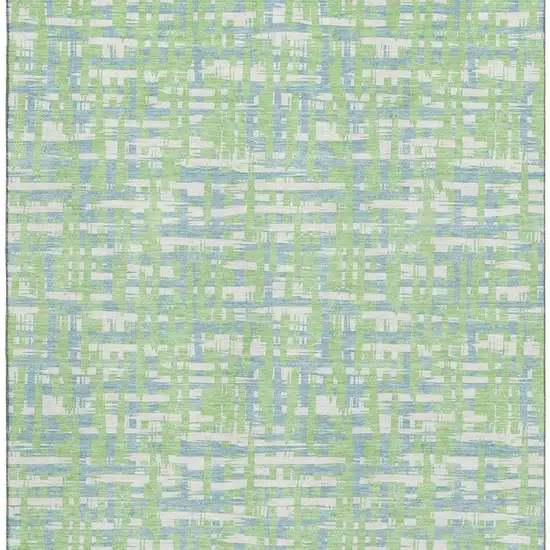 Mint Green Ivory And Sky Blue Abstract Geometric Washable Area Rug With UV Protection Photo 3