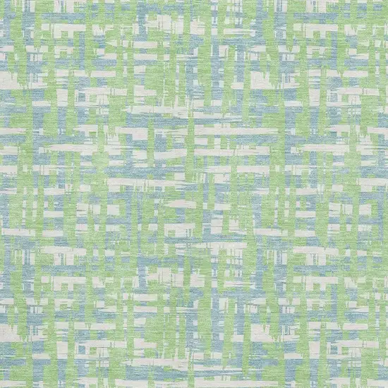 Mint Green Ivory And Sky Blue Abstract Geometric Washable Area Rug With UV Protection Photo 2