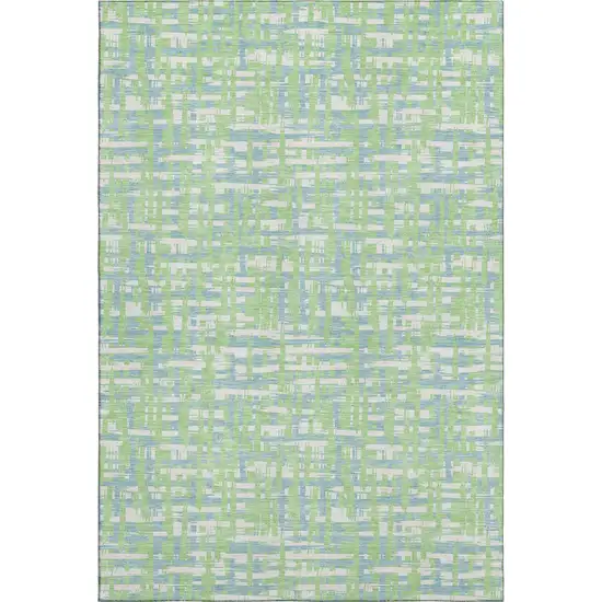 Mint Green Ivory And Sky Blue Abstract Geometric Washable Area Rug With UV Protection Photo 1