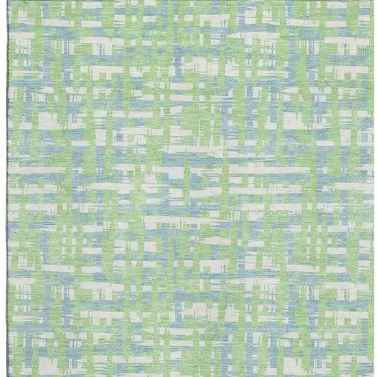 Mint Green Ivory And Sky Blue Abstract Geometric Washable Area Rug With UV Protection Photo 2