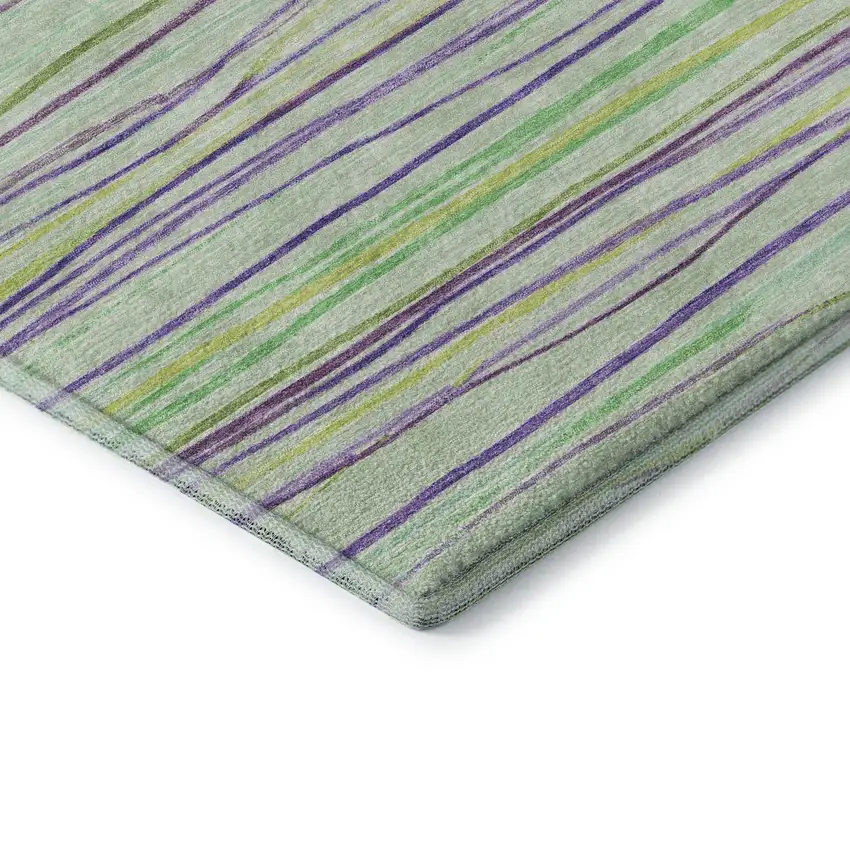 Mint Green Lavender And Lime Green Striped Washable Area Rug With UV Protection Photo 7