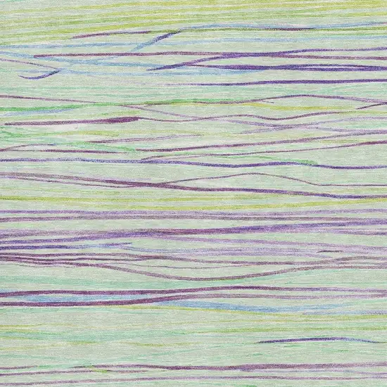 Mint Green Lavender And Lime Green Striped Washable Area Rug With UV Protection Photo 2