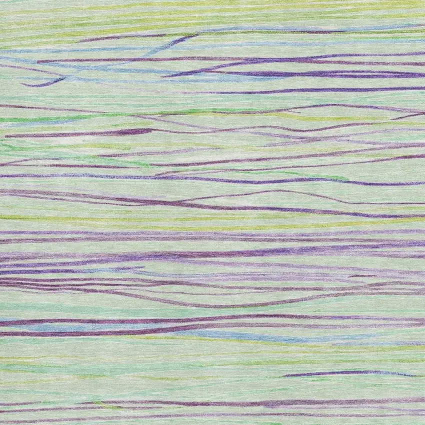 Mint Green Lavender And Lime Green Striped Washable Area Rug With UV Protection Photo 2