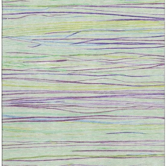 Mint Green Lavender And Lime Green Striped Washable Area Rug With UV Protection Photo 3
