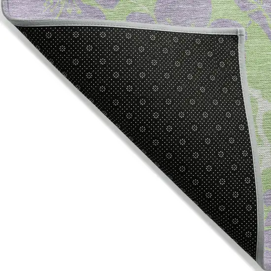 Mint Green Purple And Ivory Floral Washable Indoor Outdoor Area Rug Photo 4