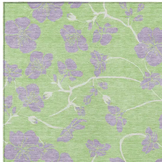 Mint Green Purple And Ivory Floral Washable Indoor Outdoor Area Rug Photo 7